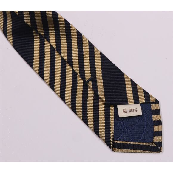 Paul Stuart Gold Navy Twill Striped Silk Handmade Necktie Tie Made in Japan - Picture 6 of 6